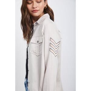 Rails Loren Stone Rosegold Military Long Sleeve Button Up Sz S